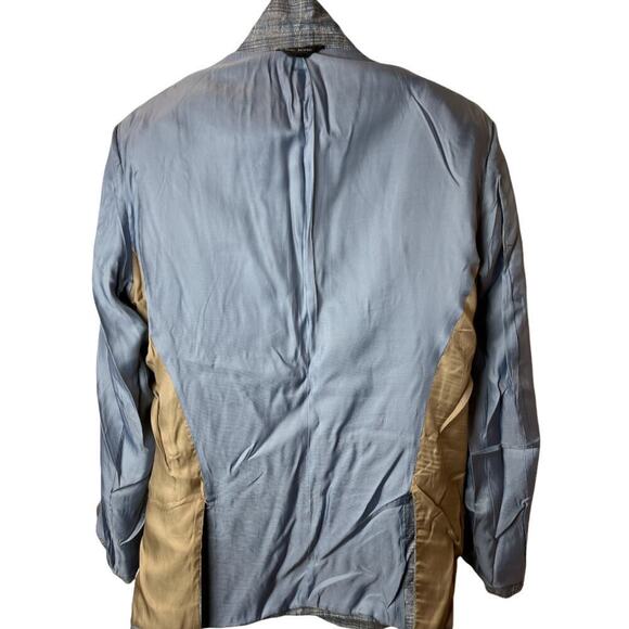 Marc Martin Mens Lt. Blue Linen Plaid 2 Button Jacket Size 36S - Picture 4 of 9